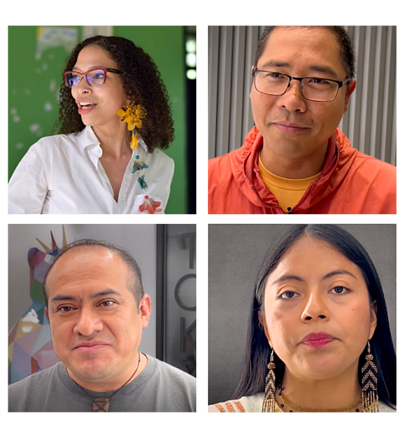 Clockwise from top left: Carmen Guerra (Kankuama, Colombia), Morse Caoagas Flores (Ibanag, Philippines), María José Andrade Cerda (Kichwa, Ecuador), Pablo Mis (Maya, Belize)